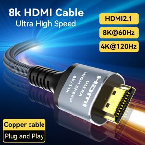 8K HDMI 케이블 2.1 48Gbps, Hdmi 2.1 고속 HDMI 브레이드 케이블-4K@120Hz 8K@60Hz, DTS:X, HDCP 2.2 및 2.3, HDR 10 호환 Roku TV/PS5/PS4HDTV/RTX 3080/RTX 3090/Blu-ray와 호환