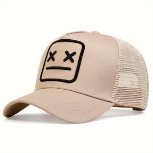 여성과 남성을 위한 길거리 스포츠 캐주얼 스타일의 트러커 모자, 유행하는 방풍 피크 모자로 자수된 고스트 페이스 야구 모자 1개