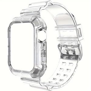 Apple Watch 밴드 용 케이스 + 스트랩 44mm 40mm 45mm 41mm 38mm 액세서리 투명 실리콘 팔찌 IWatch 시리즈 9 8 3 5 6 Se 7