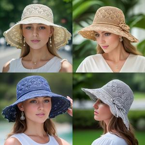 여성을 위한 우아한 해변 모자 - 통기성이 좋고 내구성이 있으며 접을 수 있는 와이드 브림 비치 모자로 세련된 햇빛 차단