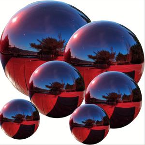 6pcs, 스테인레스 스틸 응시 공, 빨간색 거울 세련 된 중공 공 반사 정원 공, 홈 정원 장식 장식에 대 한 미리 뚫린 응시 글로브