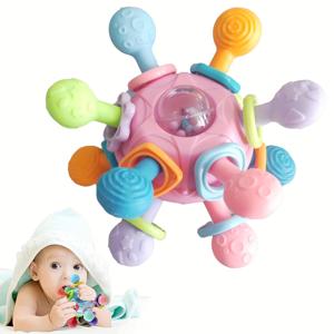 Baby Teething Toys - 유아 감각 씹는 딸랑이 장난감 - 신생아 몬테소리 학습 발달 장난감 - 아기를 위한 Teethers 0 3 6 9 12 18 개월 - 1 2 1 2세 소녀 소년을 위한 샤워 선물