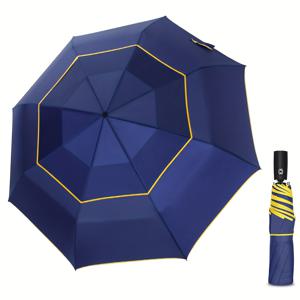 62 인치 / 157.48 센티미터 자동 오버사이즈 방풍 더블 캐노피 우산, 이동용 접이식 UPF 50+ 우산, 가벼운 바람과 비에 강한 선 & 비 우산