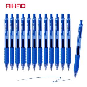 AIHAO 12 팩 젤 펜 파란색 잉크, 중간 포인트 0.7mm, 편안한 쓰기, 부드러운 쓰기, 저널링을 위한 쿠션 그립이 있는 개폐식 빠른 건조 젤 잉크 펜