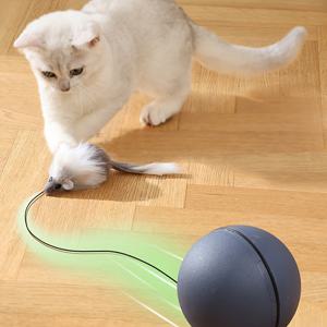 추적 마우스가 있는 인터랙티브 고양이 장난감 볼 - 모든 견종을 위한 자동 롤링 티저, 배터리 구동 (배터리 미포함).