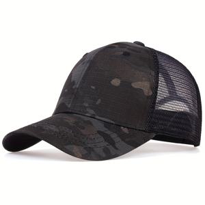 위장 인쇄 트럭 운전사 모자, 곡선 브림 메쉬 골프 하이킹 낚시를 위한 통기성 양산 야구 모자