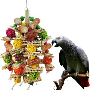 파랏 장난감 다채로운 라탄 공 원래 주요 옥수수 코어 대형 및 중형 새들이 갈고 올라가는 줄 공급품