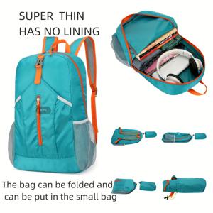 25L Foldable 야외 스포츠 배낭, 방수 등산 하이킹 여행 데이 팟, 색상 대비 학교 가방