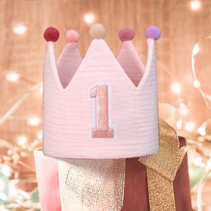 1pc, 1st 2nd 3rd 생일을 위한 생일 모자, 소년 소녀를 위한 핑크 생일 왕관, 분위기를 높이는 헤드웨어, 포토 부스 소품, 휴일 장식, 창의적인 작은 선물