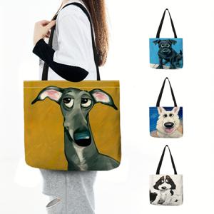 귀여운 강아지 프린트 토트백, 큰 용량의 어깨 가방, 직장 학교 쇼핑용 여성용 캐주얼 핸드백