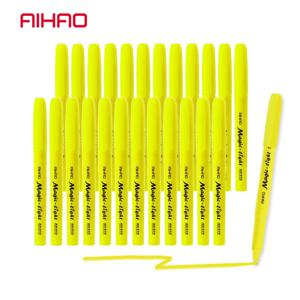 24개 세트의 AIHAO 노란 형광펜, 샤프한 팁 형광펜, 포켓 스타일, 형광 노란색