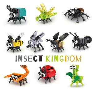벌, 무당벌, 반딧불, 잠자리, 거미 장난감을 포함한 다양한 작은 곤충 빌딩 블록, 곤충 모형, 소년/소녀를 위한 어린이 장난감, 선물, 부활절 선물