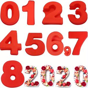 실리콘 숫자 케이크 틀, 3D 베이킹 실리콘 성형, 대/소 숫자 케이크 팬 세트, 0-9 숫자 케이크 팬, 생일과 결혼 기념일을 위한 실리콘 베이킹 팬 3D 베이킹 성형 숫자