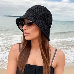 여성용 메쉬 통기성 접이식 선글라스 썬햇 모자, 가벼운 썬크림 버킷 모자