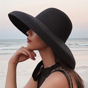 와이드 브림 밀짚 선 바이저 피크닉 모자 비치 UV 보호 가리비 모자 야외용, 여성용 모자 및 모자
