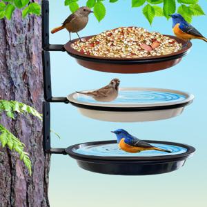 새 먹이 그릇 나무 장착 새 먹이 그릇 새 욕조 그릇, 야외 정원 매달린 야생 새 먹이 그릇