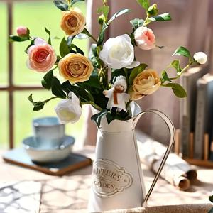 1pc 소박한 빈티지 꽃 냄비, 농가 초라한 우유 양동이, 꽃없이 봄 홈 장식을위한 프랑스 스타일 빈티지 장식 투수
