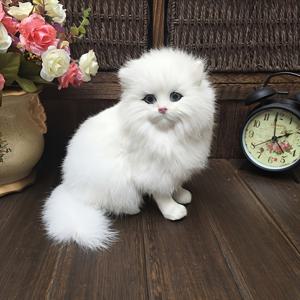 탁상 장식용으로 실감나고 귀여운 시뮬레이션 백색 페르시안 고양이 인형, 부활절 장식용 고양이 인형 1개