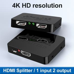 4K 분배기: 1입력 2출력, 풀 HD 1080P 3D 및 와이어가 포함된 이중/미러 듀얼 모니터!