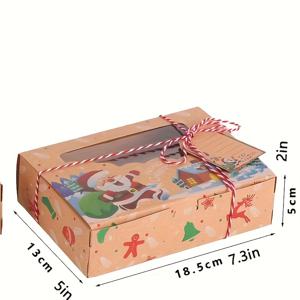 18pcs 선물 상자 세트 1 세트, 6pcs 상자, 6pcs 정지 태그 및 6pcs 다채로운 밧줄, 크리스마스 케이크 빵 사탕 비스킷 상자, 판지 포장 상자, 크리스마스 파티 용품, 크리스마스 액세서리 포함