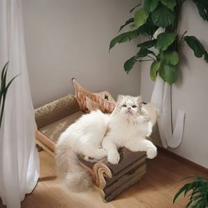 내구성 있는 골판지 고양이 스크래처 - 1개, 내구성 있는 실내 고양이용 라운지 의자.