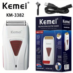 Kemei 남자 USB 무선 충전식 수염 면도기 왕복 포일 메쉬 면도기 Km-3382