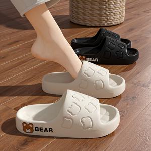 귀여운 곰 베개 슬라이드 신발, 편안한 부드러운 밑창 EVA 내마모 신발, 빠른 건조 홈 욕실 슬라이드