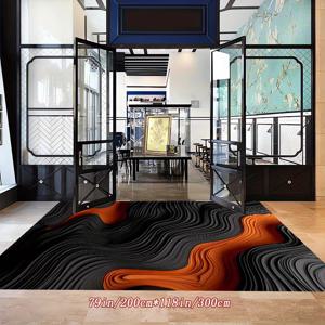 크리스탈 벨벳 현대적이고 간단한 장식용 카펫, 식당 바 호텔 게스트 하우스 커피숍에서 사용하기 적합한 실내외 카펫, 미끄럼 방지 기능이 있는 기계 세탁 가능한 편리한 청소를 위한 어두운 추상 예술 라인 질감의 카펫