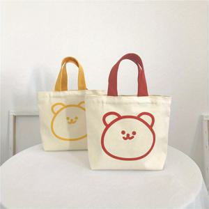 1개의 소형 귀여운 만화 양동이 가방, 카와이 프린트 벤토 가방, 여성용 캐주얼 핸드백 및 선물 포장 가방