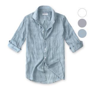칠부 링클 남성 캐주얼 셔츠 블루그린 그레이 화이트 남방 남자 여름 썸머 주름 와이셔츠