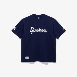 [국내정식매장] 뉴에라 반팔 티셔츠 MLB 뉴욕 양키스 올드 스크립트 오션 케이번