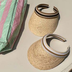 [엔비]라탄 썬캡 여성 여름 밀짚 모자 왕골 비치 골프 햇빛 가리개