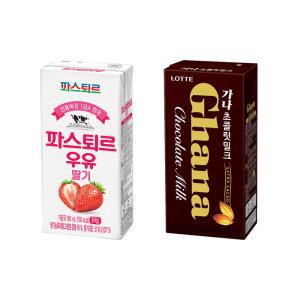 파스퇴르멸균 딸기우유/가나 쵸코우유(190ml 48팩)