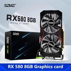 컴퓨터 PC 게임용 그래픽 카드 마이닝 플라카 RX580 GDDR5 라디에이터 튜브 GPU 디스플레이 1257 MHz 8 GB