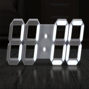 LED 벽시계 디지털 전자 벽걸이 시계 무소음 무선 리모컨 거실 사무실 화이트