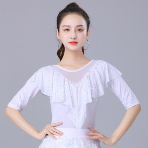 라틴댄스복 줌바 라인 방송 댄스복 프릴 상의 여름 여성 공연복