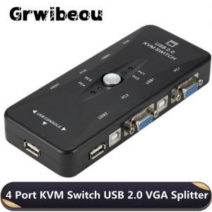 VGATOHDMI VGA케이블 컴퓨터 모니터 연결 Grwibeou 4 포트 KVM 스위치USB 2.0 VGA 분배기프린터 마우스 키