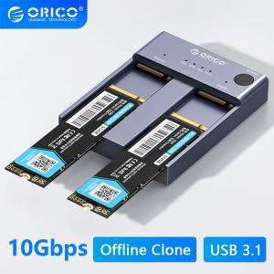 ORICO M.2 NVMe SSD 인클로저 오프라인 클론 10Gbps USB C Gen2 외장 케이스 하드 드라이브 듀얼 베이 포트