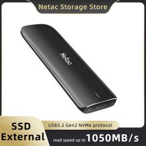 Netac 휴대용 외장 NVME SSD, 1TB, 250GB, 하드 드라이브, 1050 MB/s, USB 3.2 Gen2 C타입, 노트북 Xbox 폰