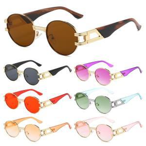 변색선글라스 고딕 타원형 펑크 선글라스, 빈티지 라운드 안경, 금속 프레임 선글라스, 레트로 쉐이드, UV4
