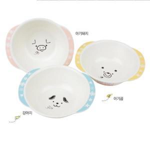 (하코야) 캐릭터동물 이유식 그릇 3종 택1식기 어린이 아기 공기 대접 귀여운 접시