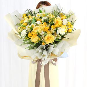 당일 꽃배달 대형 노랑 생화 꽃다발 선물 배달 C571