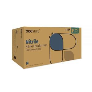 BeeSure BE1117 니트릴 파우더 프리 검사 장갑 미디엄 (100개 팩) 스트립
