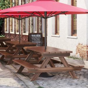 야외 원목 테이블 벤치 의자 세트 야외용 정원 방부목 파라솔 1200