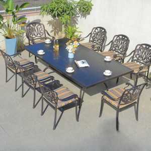 엔틱 브론즈 야외 6인용 8인용 주물 알루미늄 테이블 세트 주조 철제 정원 식탁