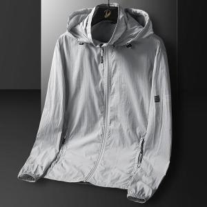 남성용 초박형 방수 아이스 실크 자외선 차단 재킷 여름 스킨 바람막이 야외 캐주얼 캠핑 비치 UV 후드 코
