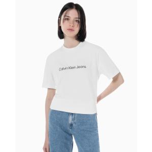[롯데백화점]캘빈클라인 진 여성 보이프랜드 핏 로고 반팔 티셔츠 (J218909-YAF)