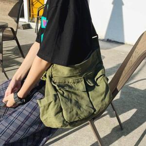 [오너클랜]남녀공용 크로스백 대학생 캔버스 숄더백 카키 가방