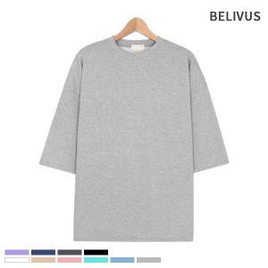 [빌리버스]빌리버스 남성 오버핏 반팔 7부 무지 티셔츠 BMD105