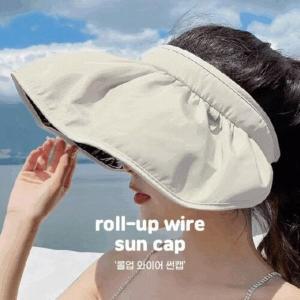 [신세계몰]롤업 와이어 썬캡 헤어밴드 겸용 밀짚 여자 선캡 썬캡 모자